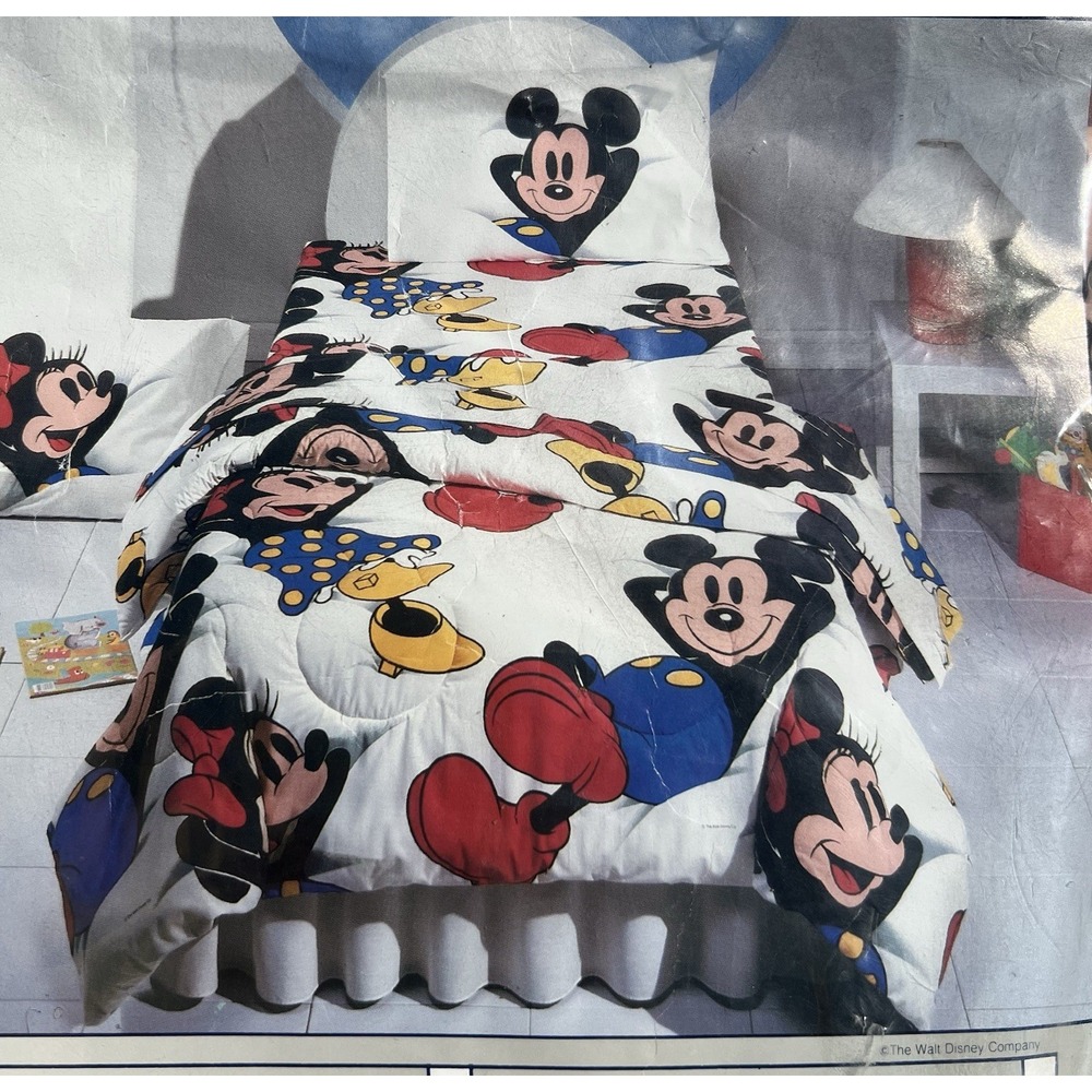 NEW Wamsutta Mickey Minnie Mouse "Caught Napping" Twin Comforter NOS USA-Made